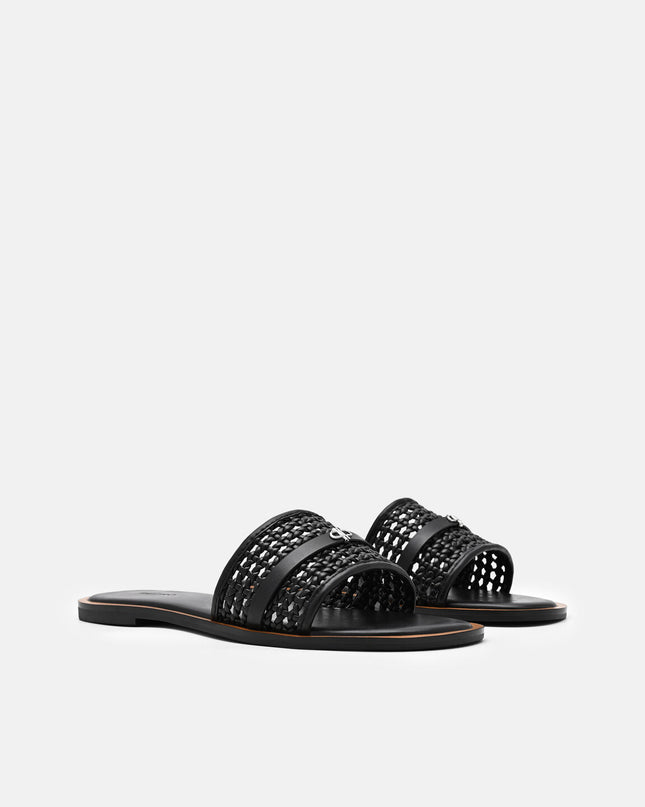 Sadie Woven Slide Sandals - Black Weave