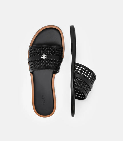 Sadie Woven Slide Sandals - Black Weave