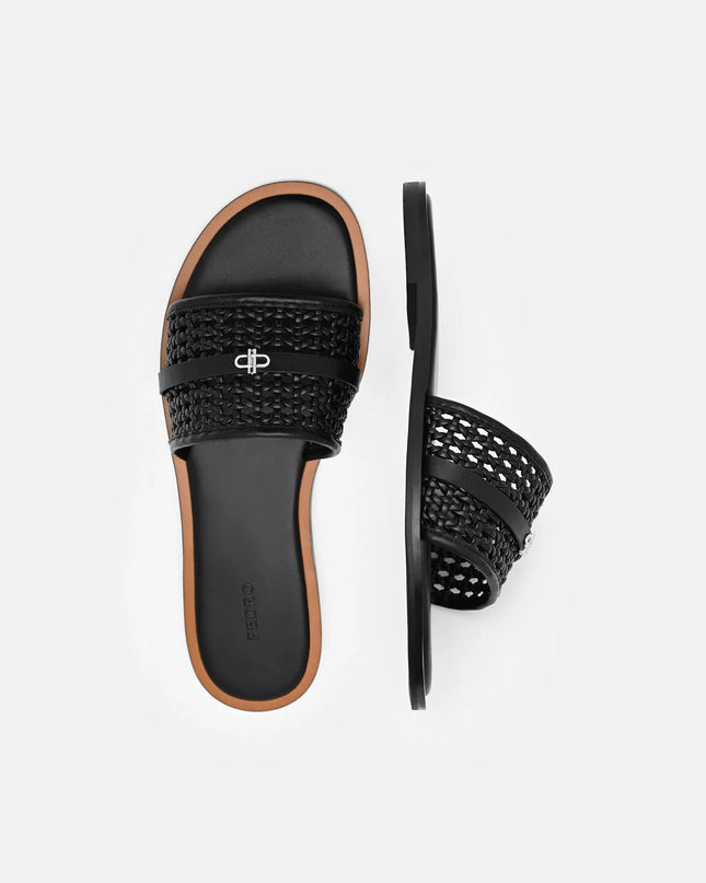 Sadie Woven Slide Sandals - Black Weave