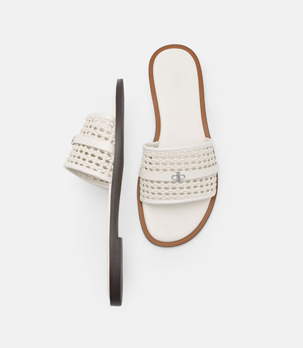 Sadie Woven Slide Sandals - Chalk Weave