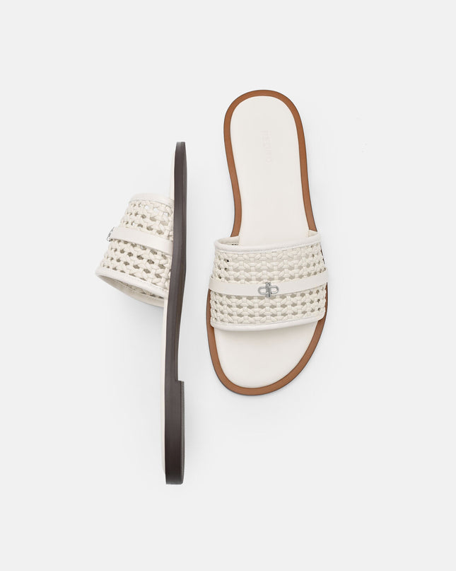 Sadie Woven Slide Sandals - Chalk Weave