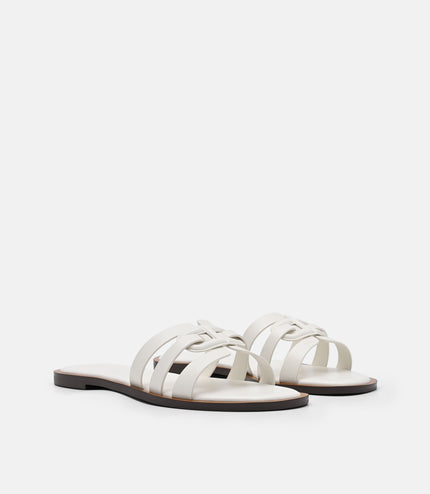 Carmel Leather Slide Sandals - Chalk