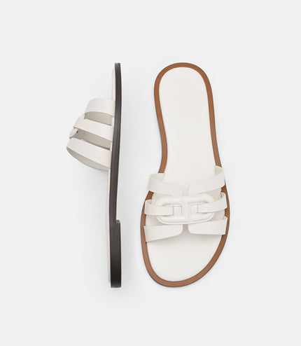 Carmel Leather Slide Sandals - Chalk