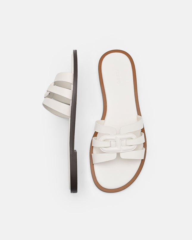 Carmel Leather Slide Sandals - Chalk