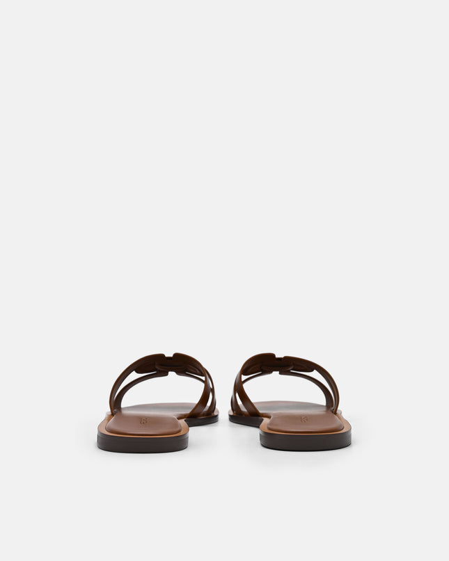 Carmel Leather Slide Sandals - Cognac