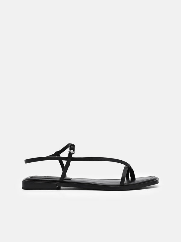 Ashby Leather Strappy Sandals - Black