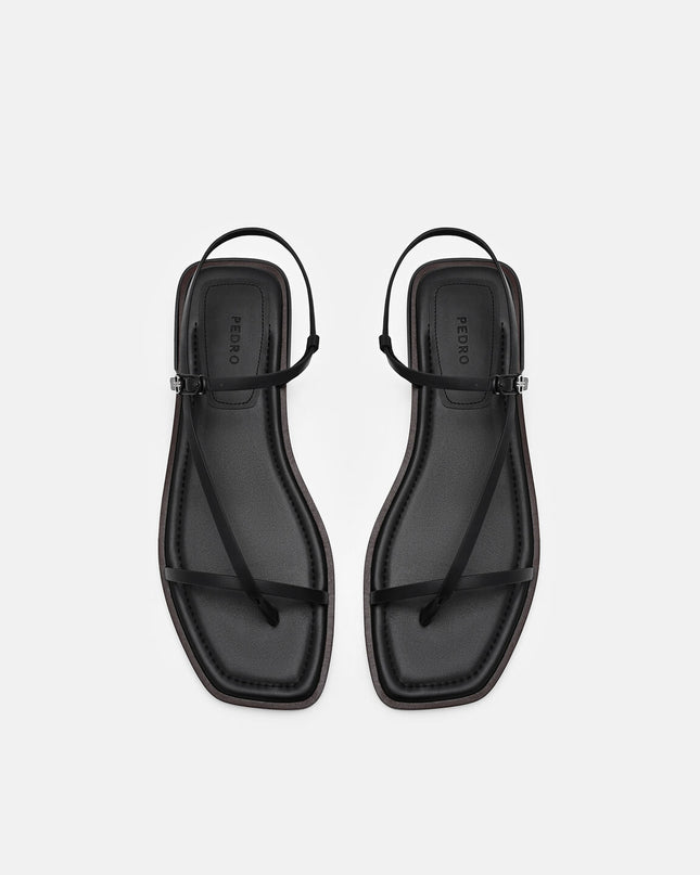 Ashby Leather Strappy Sandals - Black