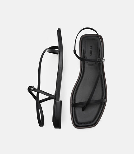 Ashby Leather Strappy Sandals - Black
