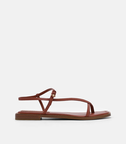 Ashby Leather Strappy Sandals - Brick