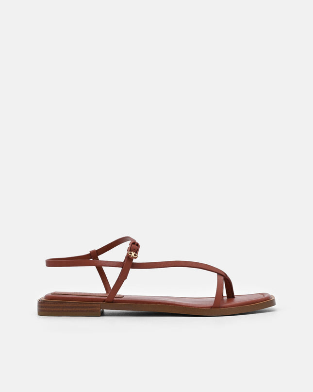 Ashby Leather Strappy Sandals - Brick