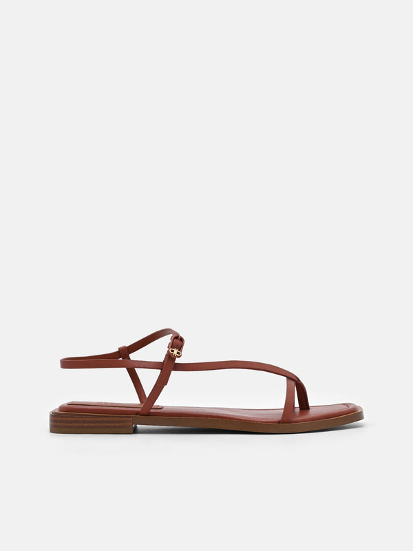 Ashby Leather Strappy Sandals - Brick