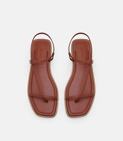 Ashby Leather Strappy Sandals - Brick