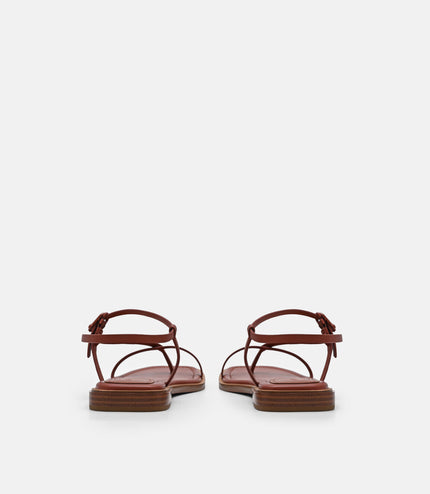 Ashby Leather Strappy Sandals - Brick