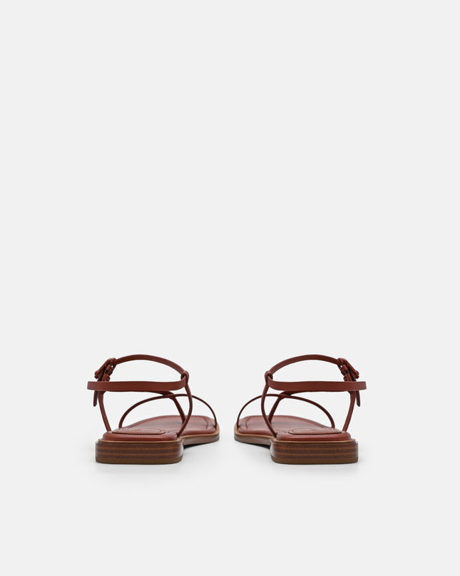 Ashby Leather Strappy Sandals - Brick