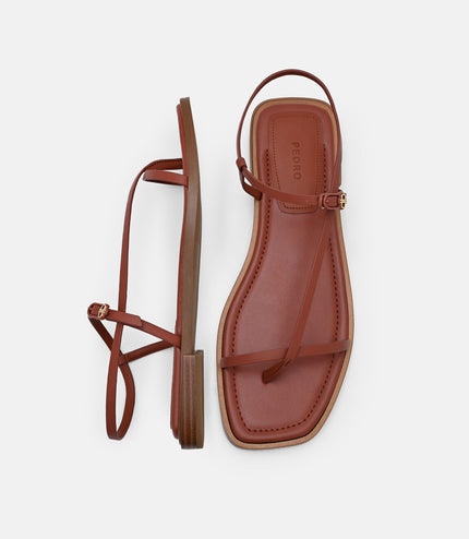 Ashby Leather Strappy Sandals - Brick