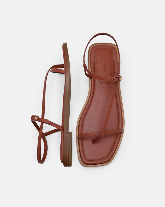 Ashby Leather Strappy Sandals - Brick