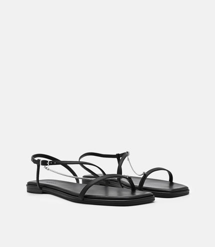 Marland Leather Ankle Strap Sandals - Black