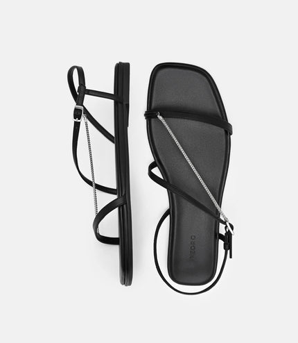 Marland Leather Ankle Strap Sandals - Black