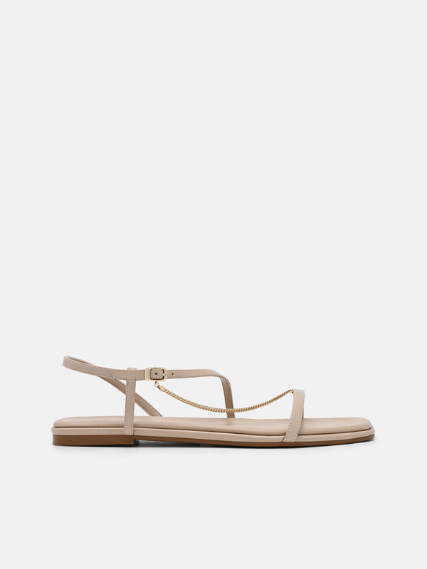 Marland Leather Ankle Strap Sandals - Nude