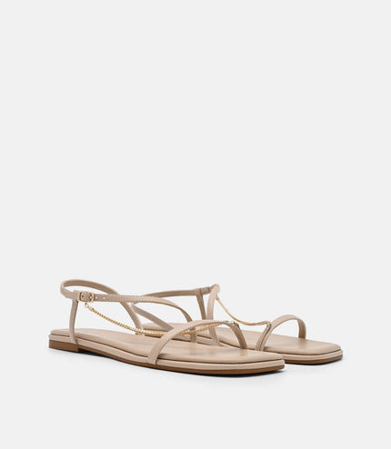 Marland Leather Ankle Strap Sandals - Nude