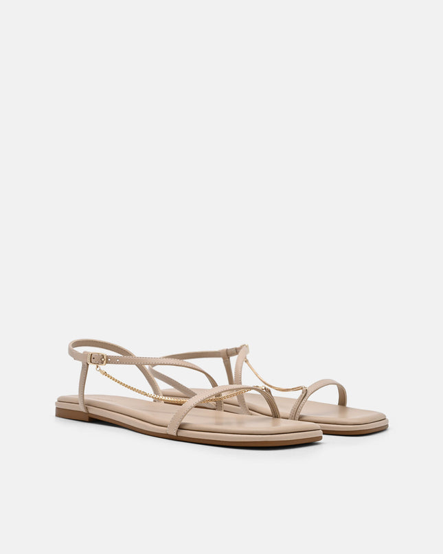 Marland Leather Ankle Strap Sandals - Nude