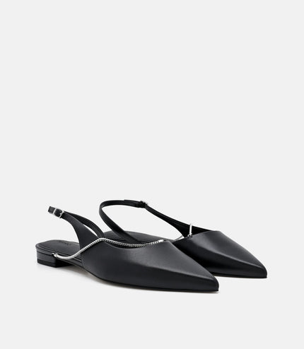 Marland Leather Ballerina Flats - Black