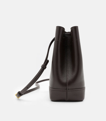 Loli Leather Bucket Bag - Dark Brown