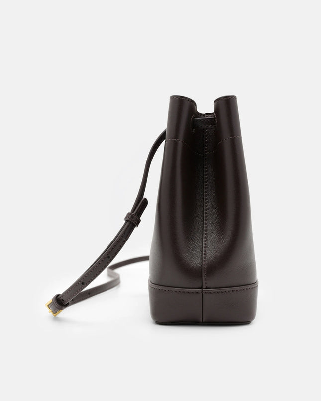 Loli Leather Bucket Bag - Dark Brown