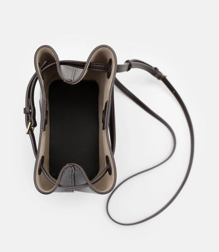 Loli Leather Bucket Bag - Dark Brown