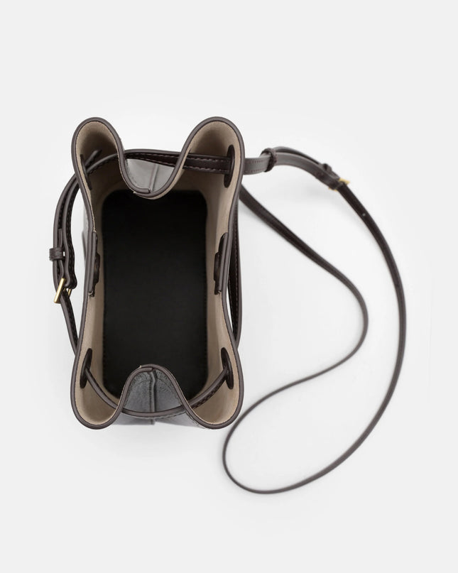 Loli Leather Bucket Bag - Dark Brown