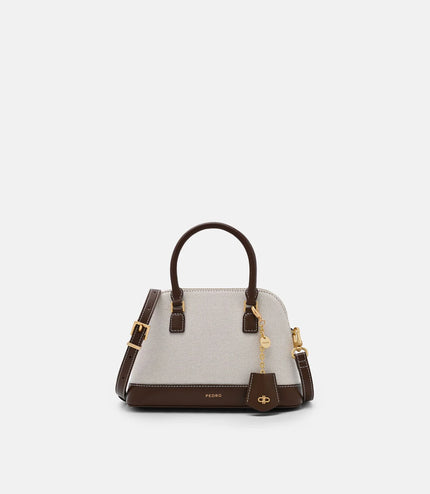 Lucia Leather Handbag - Dark Brown Canvas