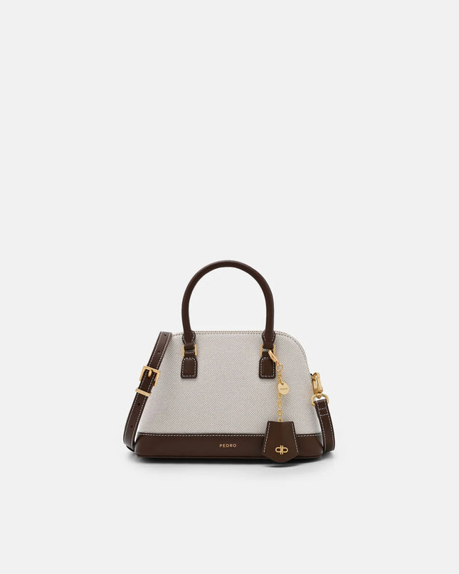 Lucia Leather Handbag - Dark Brown Canvas