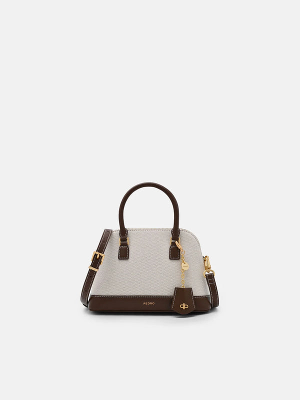 Lucia Leather Handbag - Dark Brown Canvas