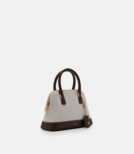 Lucia Leather Handbag - Dark Brown Canvas