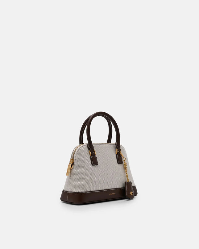 Lucia Leather Handbag - Dark Brown Canvas