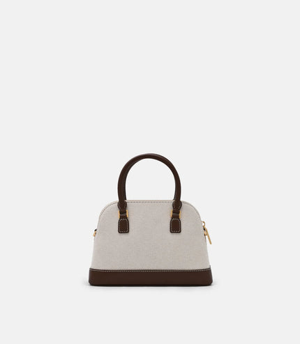 Lucia Leather Handbag - Dark Brown Canvas