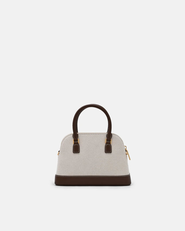 Lucia Leather Handbag - Dark Brown Canvas