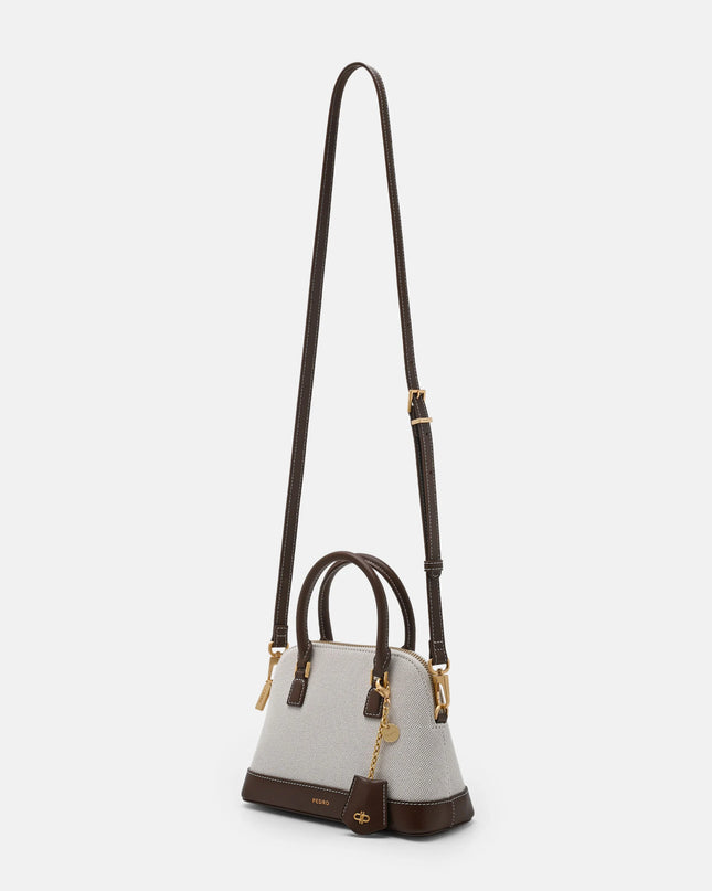 Lucia Leather Handbag - Dark Brown Canvas