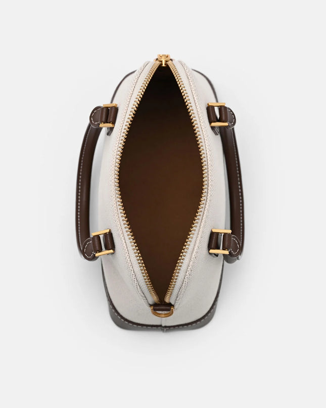 Lucia Leather Handbag - Dark Brown Canvas