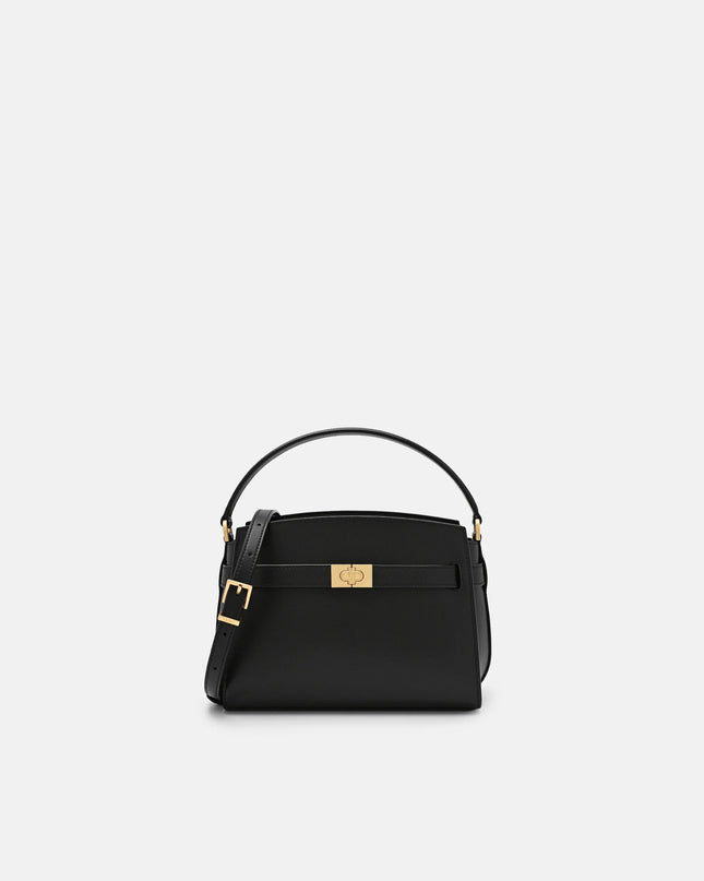 Belted Leather Handbag - Black