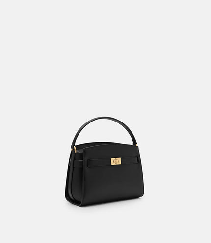 Belted Leather Handbag - Black