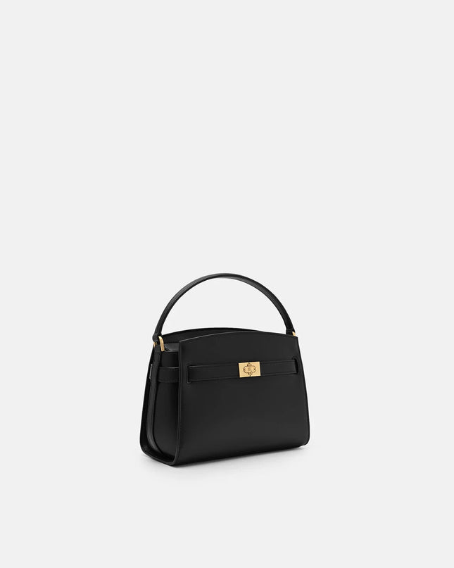 Belted Leather Handbag - Black