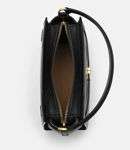 Belted Leather Handbag - Black
