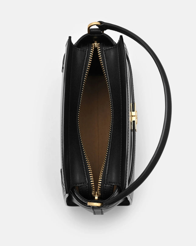 Belted Leather Handbag - Black