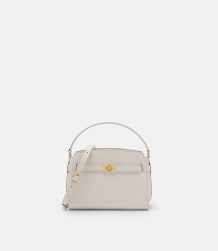 Belted Leather Handbag - Chalk