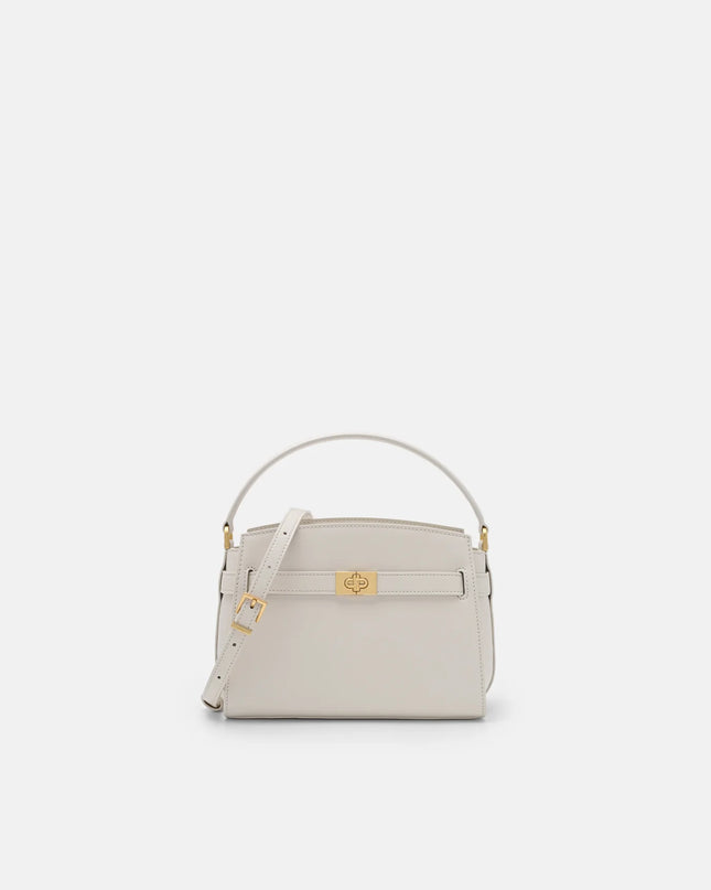 Belted Leather Handbag - Chalk