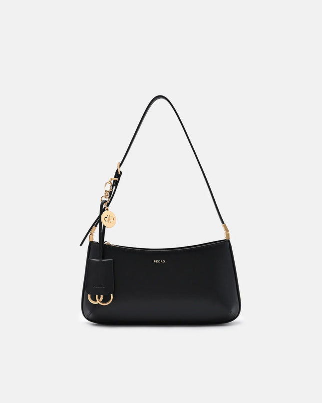 Jatte Leather Charm Shoulder Bag - Black