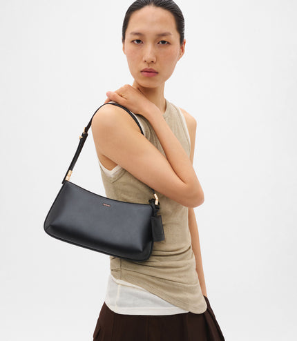Jatte Leather Charm Shoulder Bag - Black
