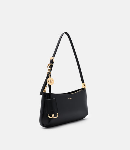 Jatte Leather Charm Shoulder Bag - Black