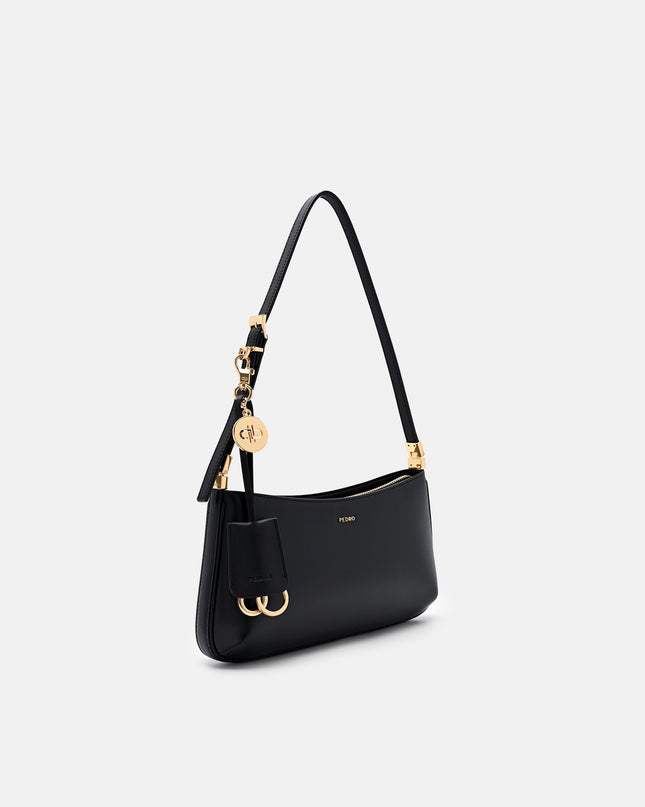 Jatte Leather Charm Shoulder Bag - Black